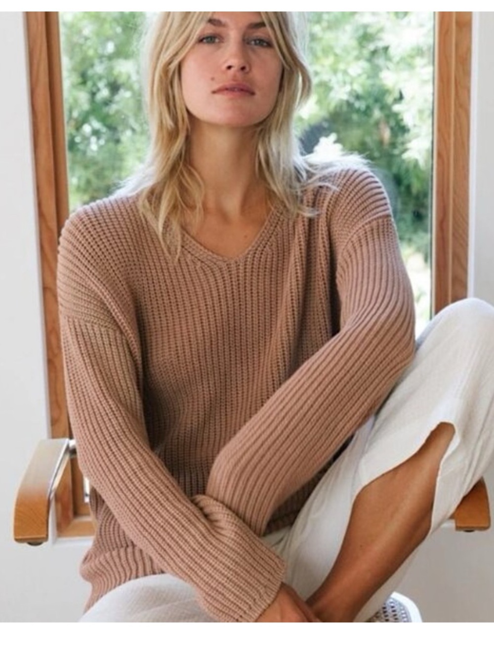 Jenni Kayne Fisherman Organic Cotton Blend Minimalist Sweater - Size Small
